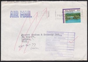 FIJI 1987 cover ex NZ to Levuka - Returned to sender.......................B1679