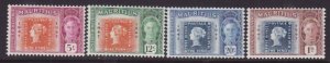 Mauritius-Sc#225-8- id9-unused og NH KGVI set-stamp on stamp-1948-any rainbow c