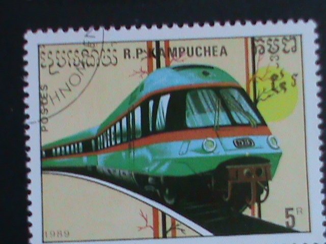 CAMBODIA STAMP 1989 WORLD MODEM TRAINS CTO-MNH SET