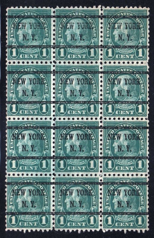 1923 Sc 581 used precancel New York block of 12