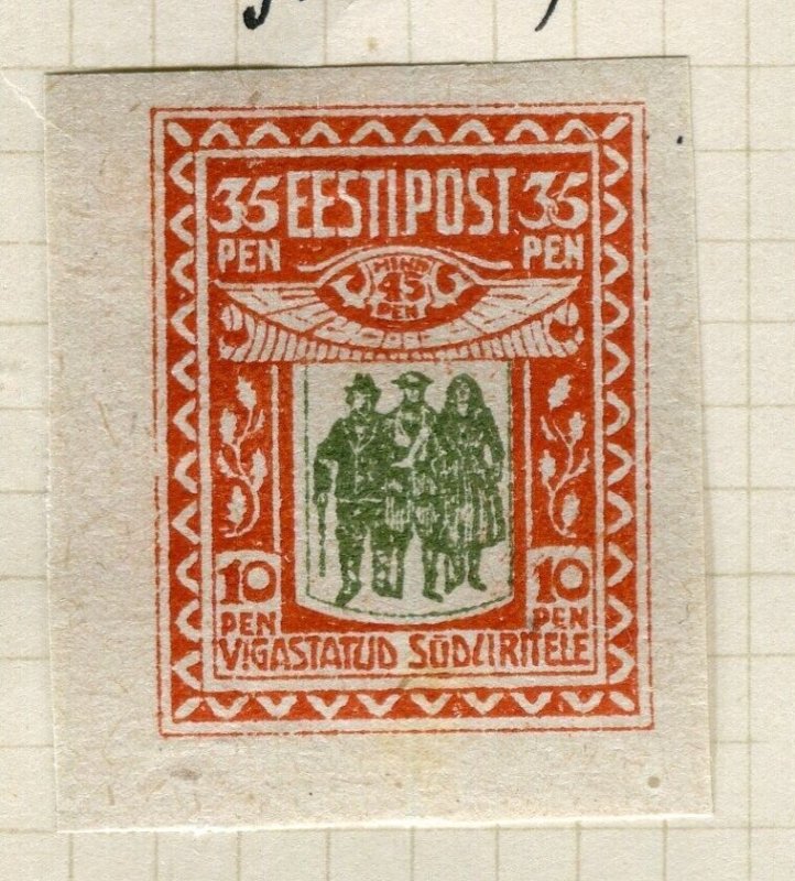 ESTONIA; 1920 early Imperf Charity issue Mint hinged 35p. value