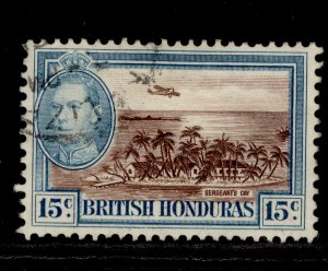 BRITISH HONDURAS GVI SG156, 15c brown & light blue, FINE USED.