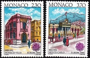 MONACO 1990 EUROPA: Post Offices, Paintings. Complete set, MNH