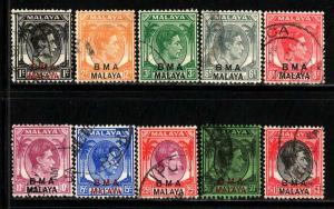 Straits Settlements # 256-71 ~ Short Set 10/16 ~ Used, HMR, (2  w/ PM) ~ cv 2.10