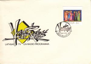 Latvia 1992 Cover Sc #337 3r Angels with musical instruments Christmas Latvia TV