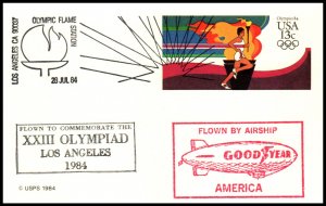 US Olympic Flame Los Angeles 1984 Cancel Postcard Cover
