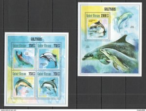 2013 Guinea-Bissau Dolphins Fauna Marine Life Kb+Bl ** Stamps St1249