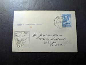 1939 British Bechuanaland Protectorate First Flight Cover FFC Maun to Outjo