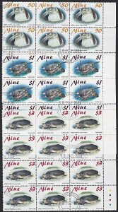 NIUE 2001 TURTLES set fine used blocks of 12................................K613