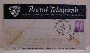 US  POSTAL TELEGRAPH 1942 RED BUFF COVER