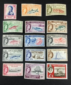MOMEN: TURKS & CAICOS ISLANDS SG #237-250,253 1957 MINT OG 14NH £120+ LOT #68047