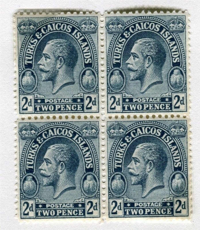 TURKS & CAICOS; 1925 early GV issue Mint hinged Block 2d. 