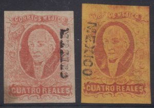 MEXICO 1856-61 HIDALGO Sc 4 & 10 WITH FORGED MEXICO Districts UNUSED & MINT 