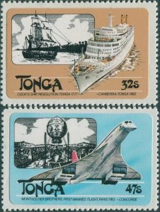 Tonga 1983 SG835-836 Sea and Air Transport second print MNH