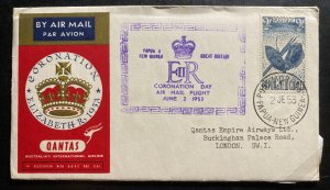 1953 Papua New Guinea Cover FDC Queen Elizabeth II Coronation To London UK B