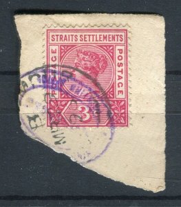 MALAYA; STRAITS SETTLEMENTS 1890s classic QV issue fine used POSTMARK PIECE