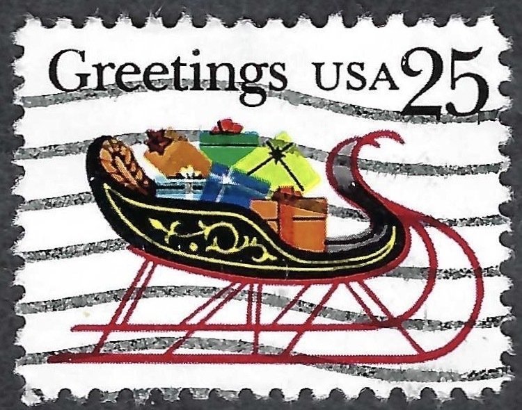 United States #2428 25¢ Sleigh (1989). Used.