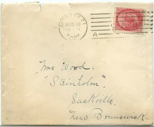 EArly Montreal 'A' straight line machine cancel 1902 cover Canada