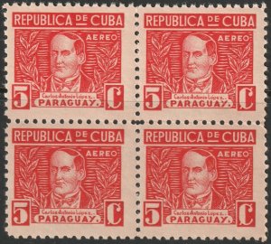 Cuba 1937 Sc C25 air post block MNH**