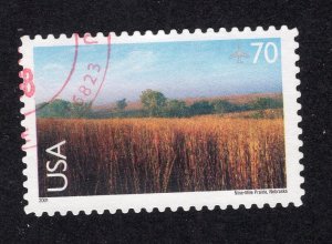 US 2001 70c Prairie Airmail, Scott C136 used, value = 30c