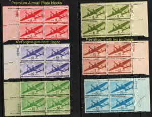 US AIRS C25-C30 Mint OGNH  PLATE BLOCKS ⭐⭐⭐⭐⭐