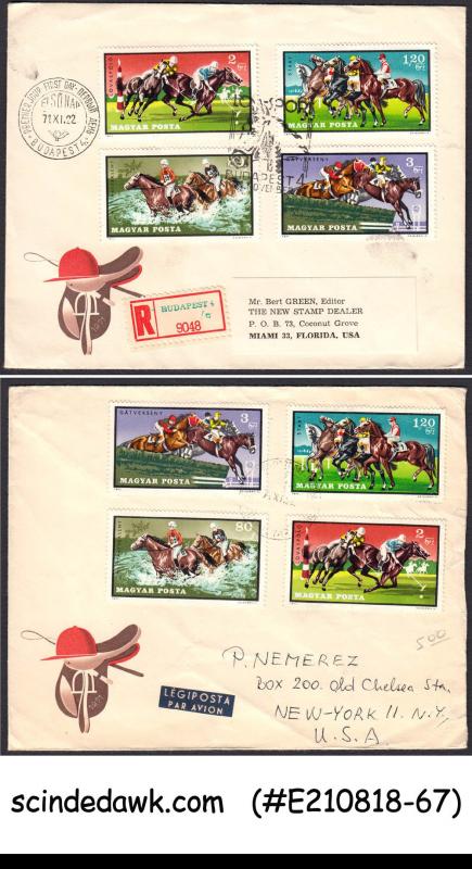 HUNGARY - 1971 EQUESTRIAN / HORSE SET OF 2 FDC ( one is REGISTERED)