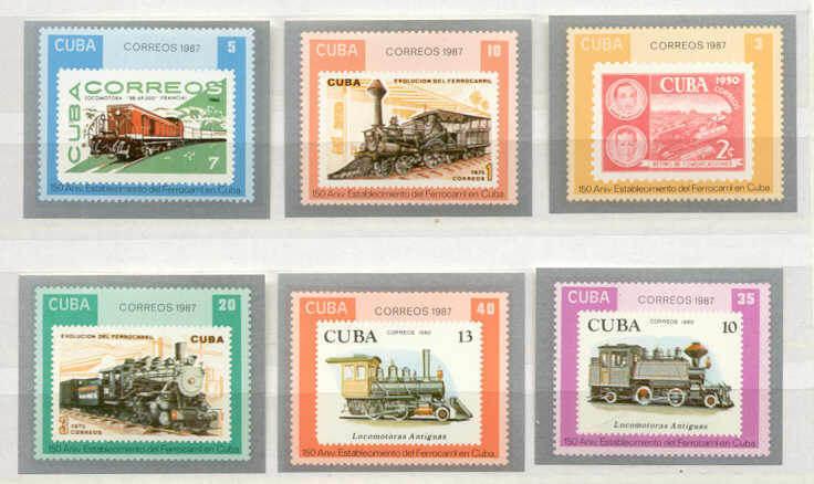 Cuba 2987-93 MNH VF imperf.Railway