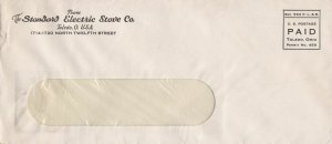 U.S. THE STANDARD ELECTRIC STOVE CO. N.Twelfth St,Toledo Pre Paid Cover Rf 47202