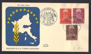 LUXEMBOURG 1957 EUROPA FDC Sc 329-331 VERY FINE