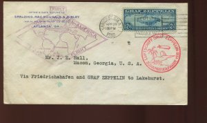 C15 Graf Zeppelin Air Mail  Hi Value Used Stamp on Round Trip Cover (C15-C7)