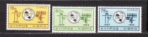 J40949 JL Stamps 1965 cyprus set mnh #257-9 ITU