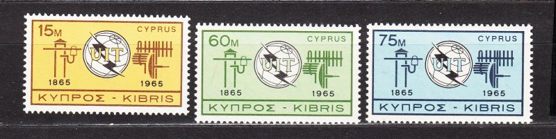 J40949 JL Stamps 1965 cyprus set mnh #257-9 ITU