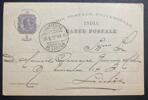 1898 Portuguese India Postal Stationery Postcard Cover To Lisbon Portugal