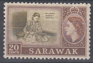 Sarawak 1955 Sc 202 QEII 20c MNH
