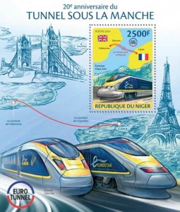 Niger - 2014 20th Anniversary Eurotunnel Stamp Souvenir Sheet14A-366