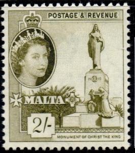 MALTA SG278 1956 2/= OLIVE-GREEN MTD MINT