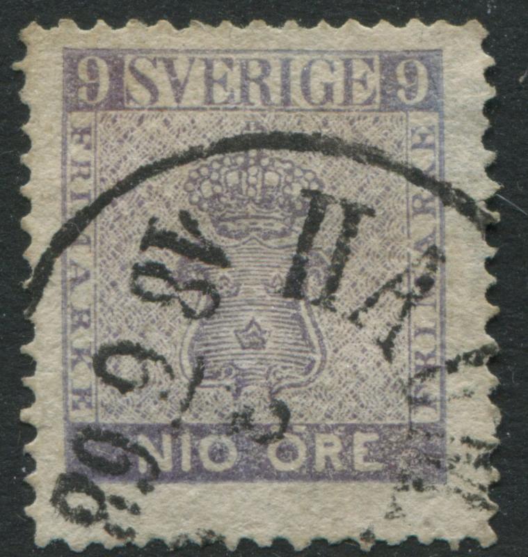 Sweden 1858 9 ore violet CDS used