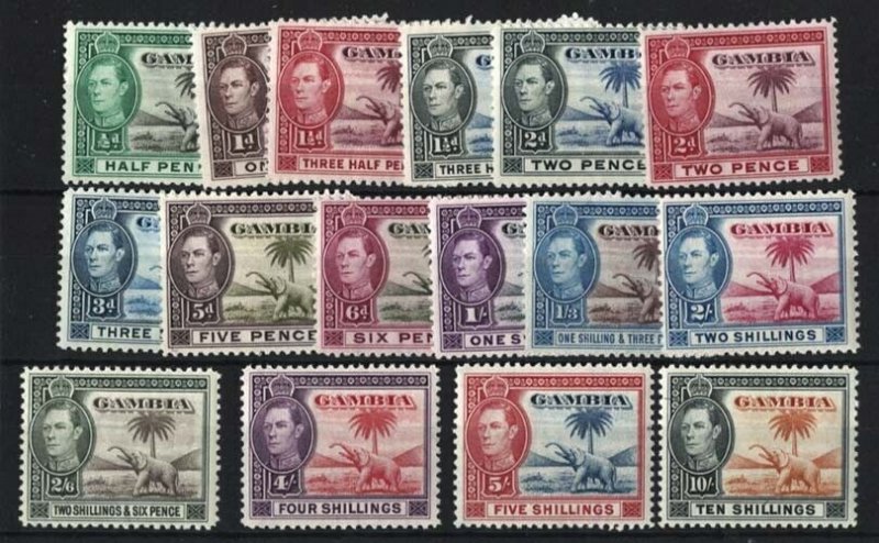 Gambia 1938 ½d - 10s sg150-61 fine mint cat £170 [ref 274/632 sa/8o0429] 