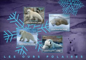 Centrafrique 2014 MNH. POLAR BEARS. Y&T # 3502-3505. Michel Code: 5030-5033