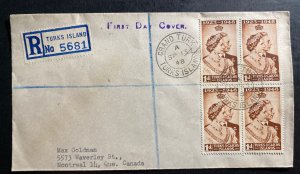 1948 Turks Islands First Day cover To Montreal Canada King George Silver Weeding