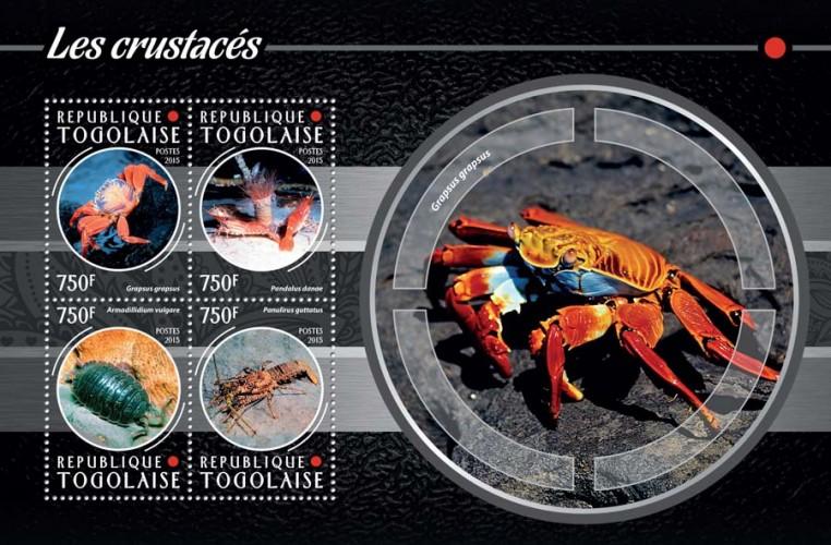 TOGO 2015 SHEET CRUSTACEANS CRABS LOBSTERS MARINE LIFE tg15223a