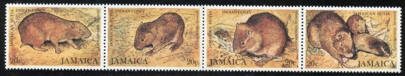 Jamaica Scott 499 MVFNHOG Strip of 4 - Indian Coney - SCV $1.25