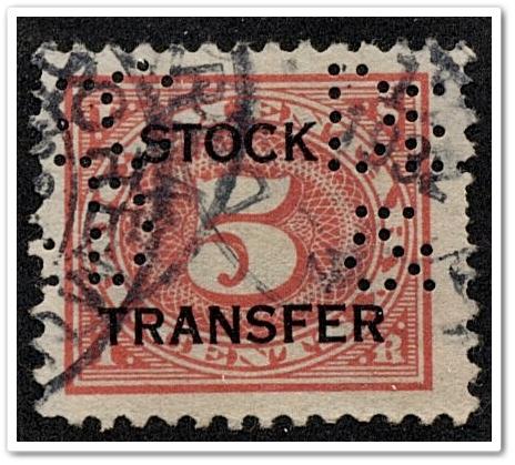 RD4 5¢ Stock Transfer Stamp (1918-22) Perfin