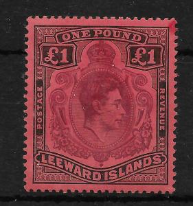 LEEWARD ISLANDS SG114a 1942 £1 PURPLE & BLACK ON CARMINE MTD MINT