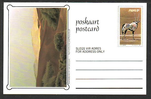 South West Africa Gazelle Unused Postal Card 