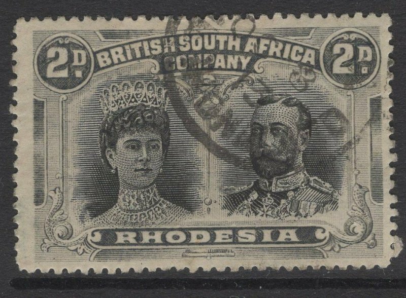 RHODESIA SG171 1910 2d BLACK & GREY-BLACK p15 USED