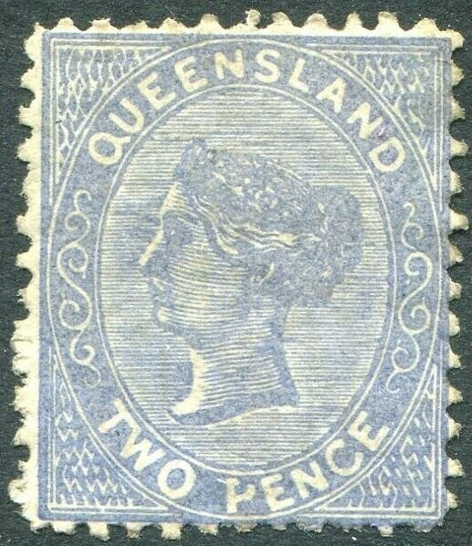 QUEENSLAND-1879-81 2d Grey-Blue.  A mounted mint example Sg 138
