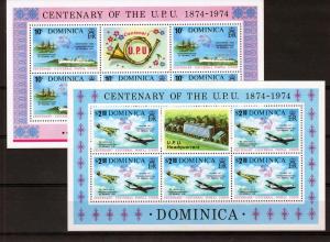 Dominica 1974 Sc #418-9 100th UPU-Aircrafts-Ships 2 Shlt.MNH