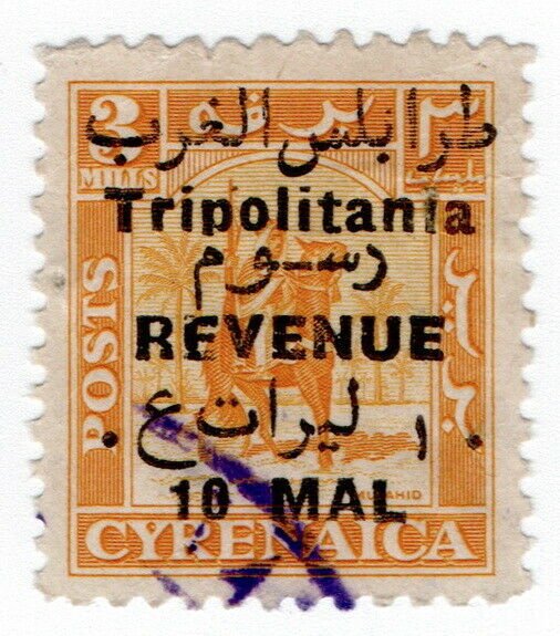 (I.B) BOIC (Tripolitania) Revenue : Duty Stamp 10m on 3m OP