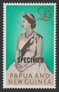 PAPUA NEW GUINEA 1963 QEII £1 14mm SPECIMEN. MNH **.